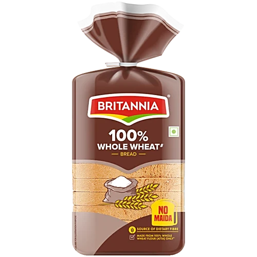 Britannia 100% Whole Wheat Bread, 450 g Pouch